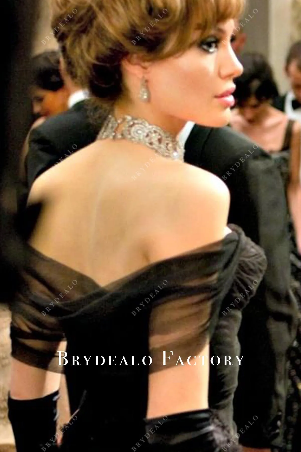 Angelina Jolie Black Off Shoulder Long Celebrity Dress
