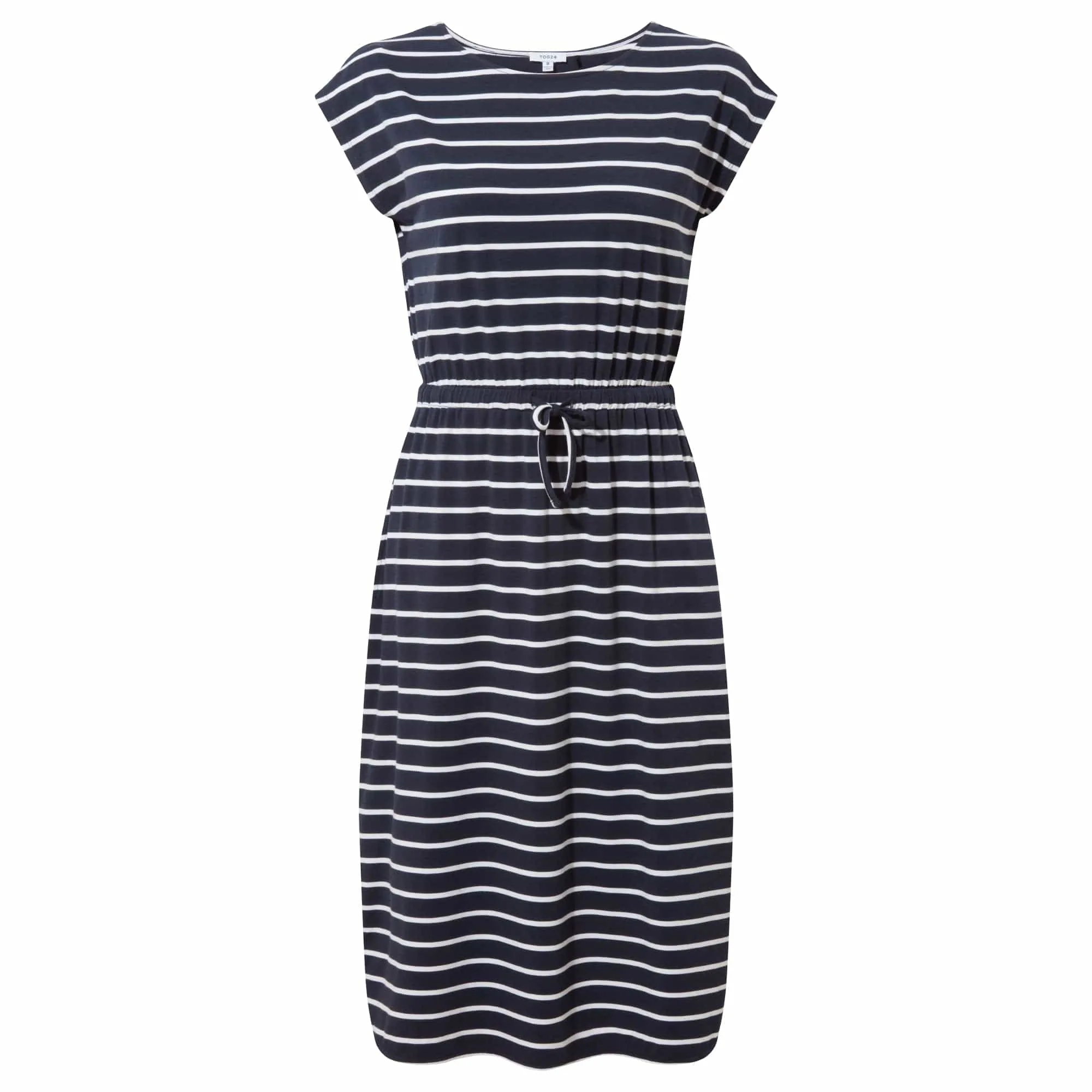 Frankie Womens Jersey Dress - Dark Indigo Stripe