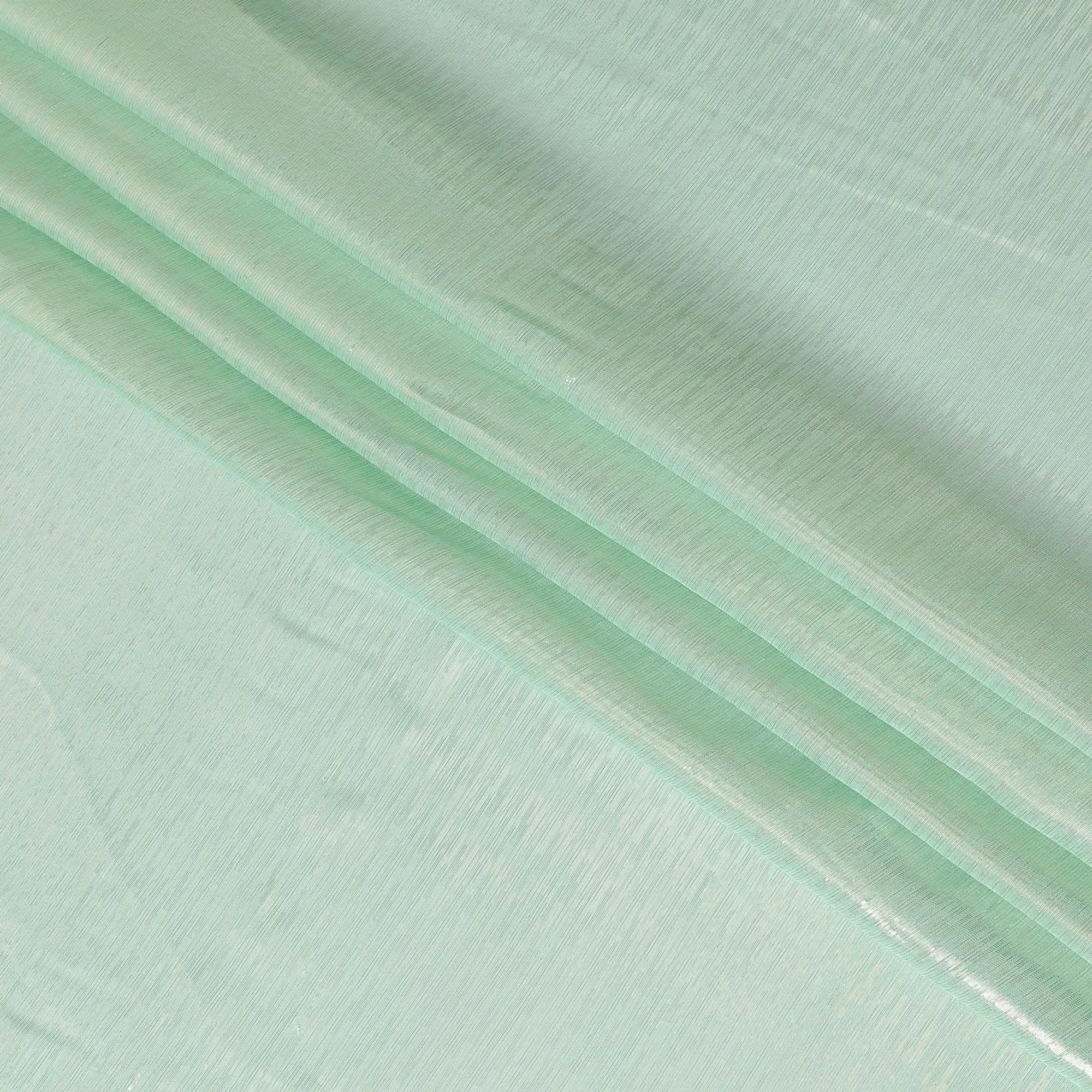 Mint green pink Premium pure silk chiffon with gold metallic lurex in stripes design-D11417