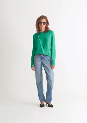 Ruched Cashmere Sweatshirt in Island Green