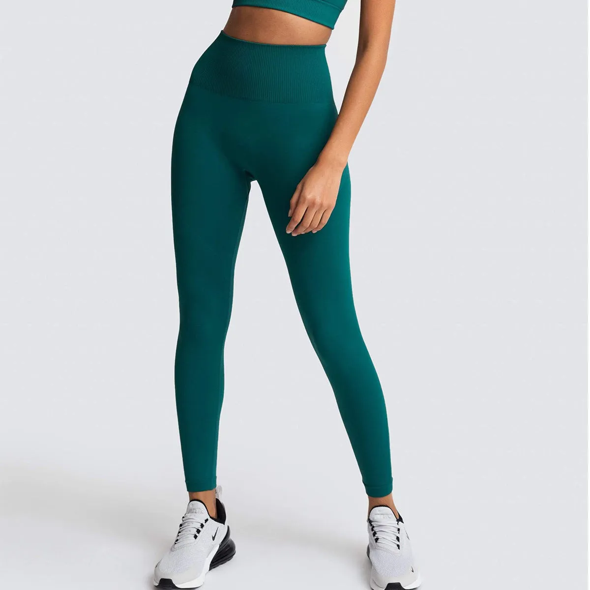 Seamless Solid Color Breathable Quick-Drying Fitness Pants High Waist Peach Hip Raise Skinny Stretch Hip Lift Yoga Pants for Women